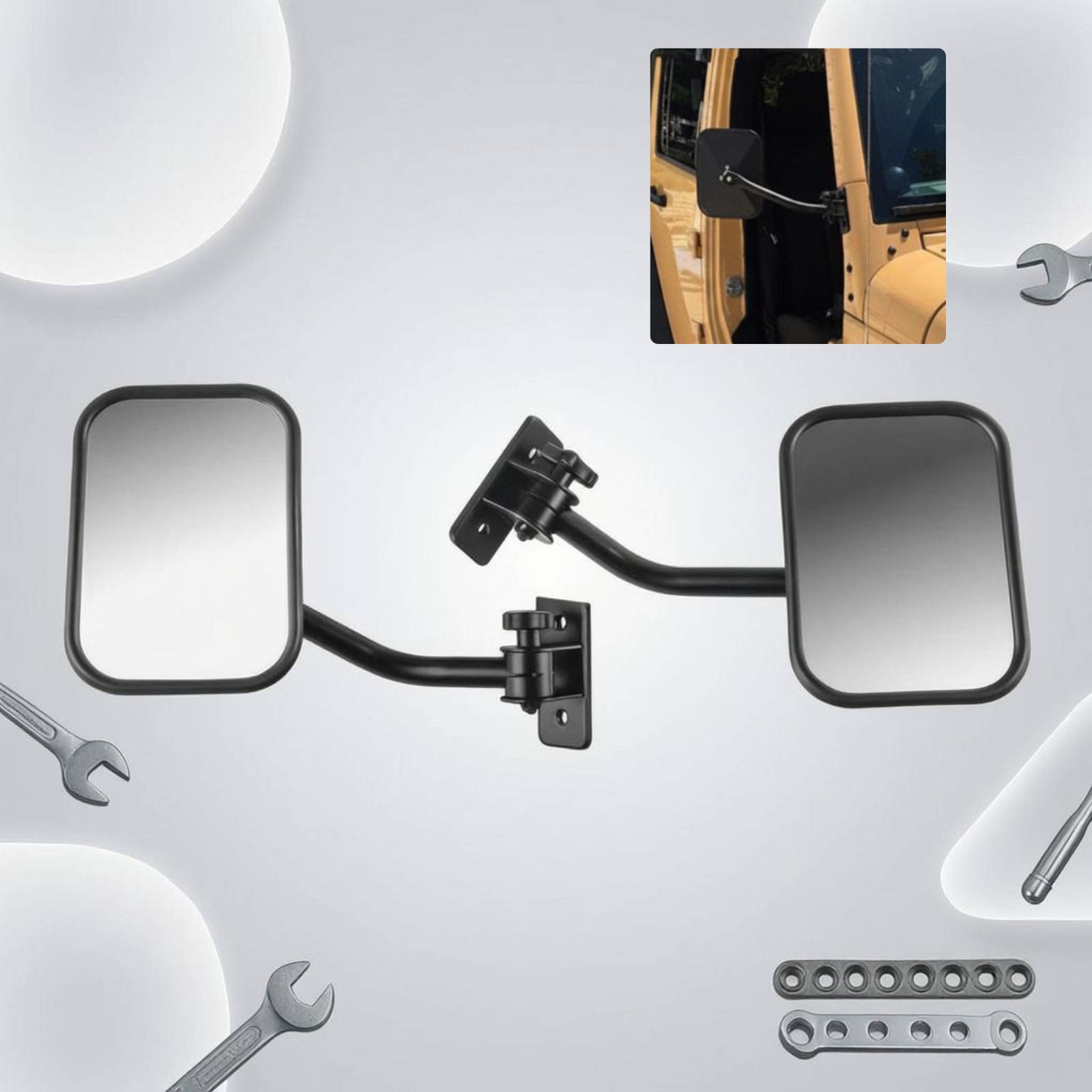 Glass Door Hinge - Specchietto Retrovisore Fuoristrada con Braccio Regolabile,